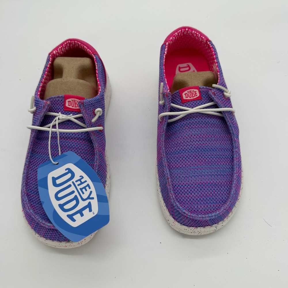 Hey Dude Wendy Y Stretch Mesh Pink Multi Girls Youth Shoes 42114-9DD Size J6